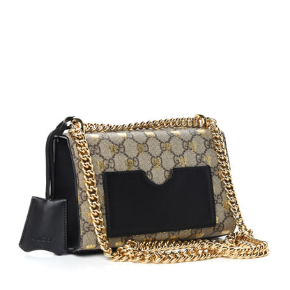 Gucci GG Supreme Monogram Bees Small Padlock Shoulder Bag Black 3 of 10