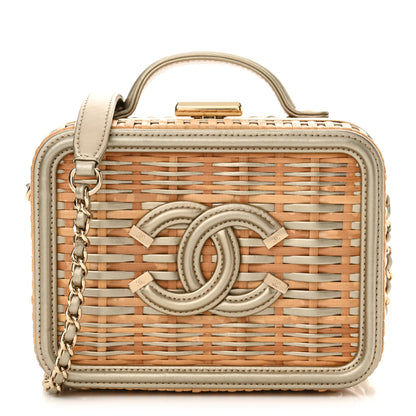 Chanel Raffia Calfskin Small CC Vanity Case Gold 1 of 12
