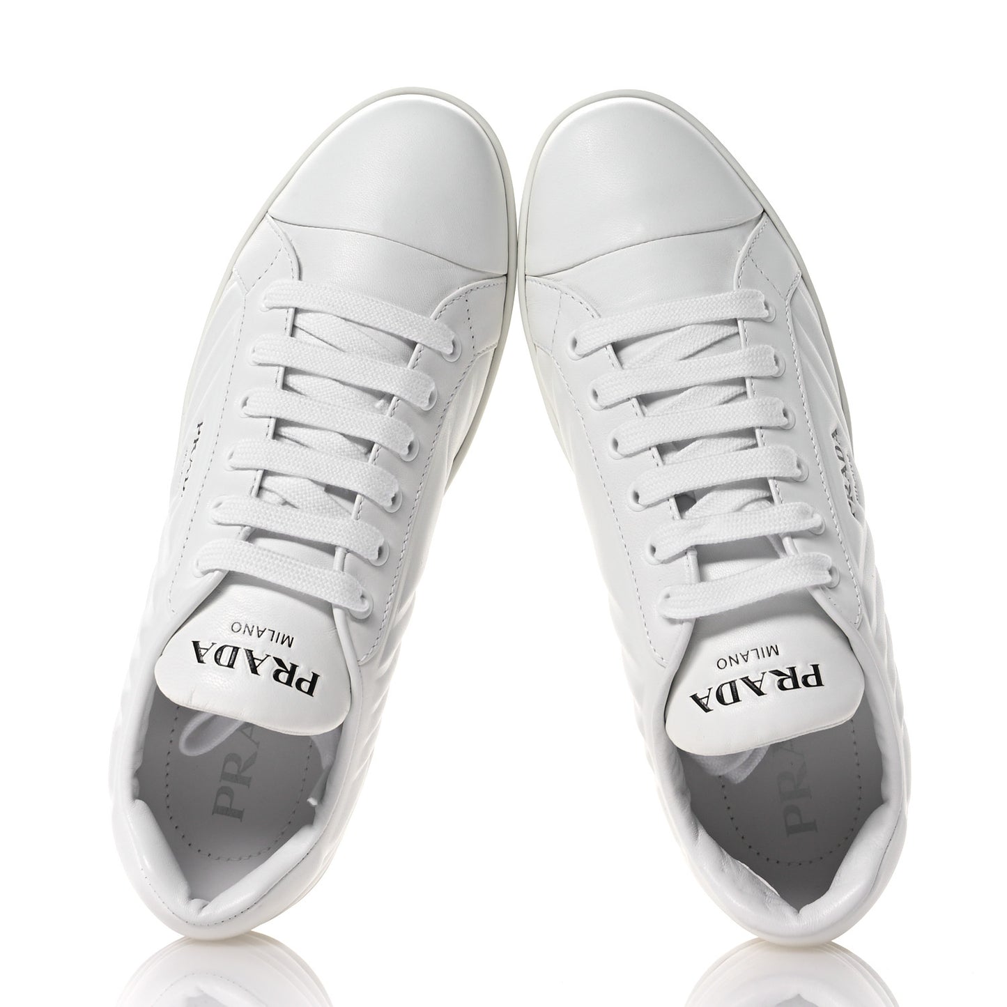 Nappa Logo Embossed Womens Low Top Sneakers 38.5 White