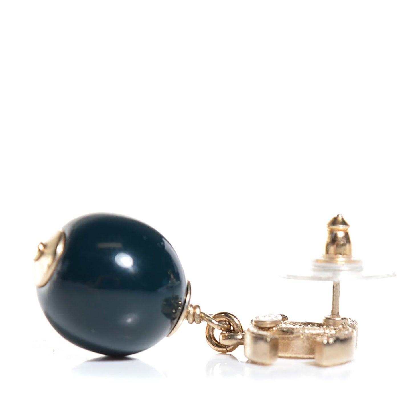 CC Bead Drop Earrings Dark Green