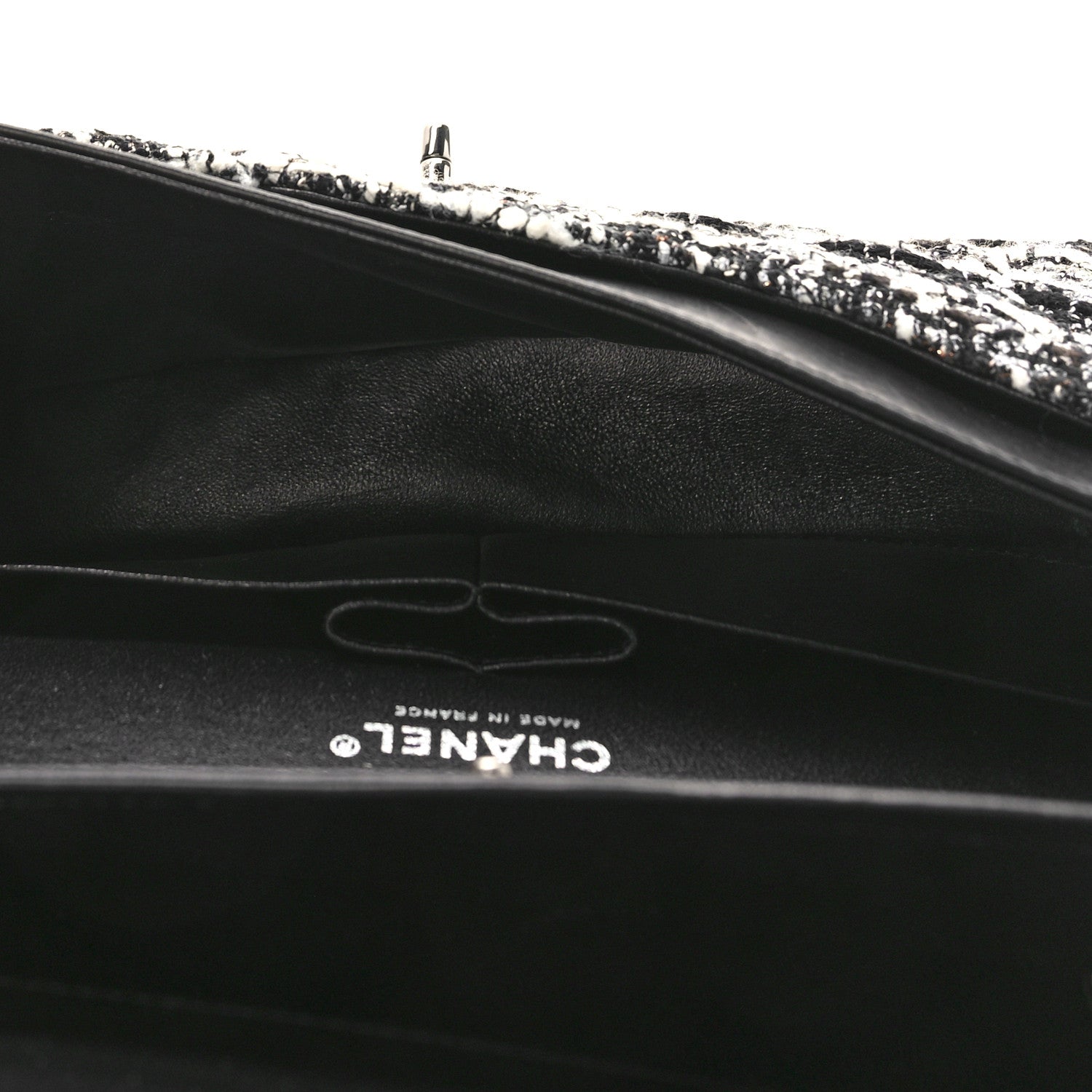 Chanel Tweed Quilted Medium Double Flap Black 5 of 9
