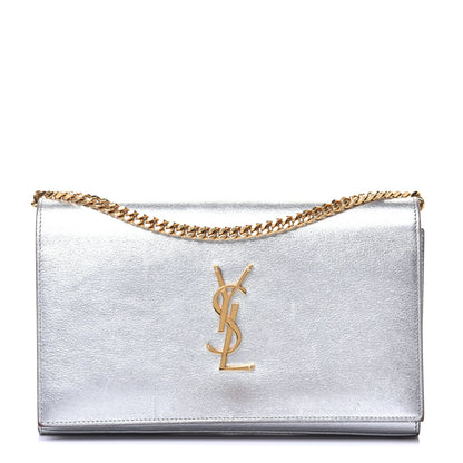 Saint Laurent Metallic Calfskin Monogram Chain Wallet Argento 1 of 11