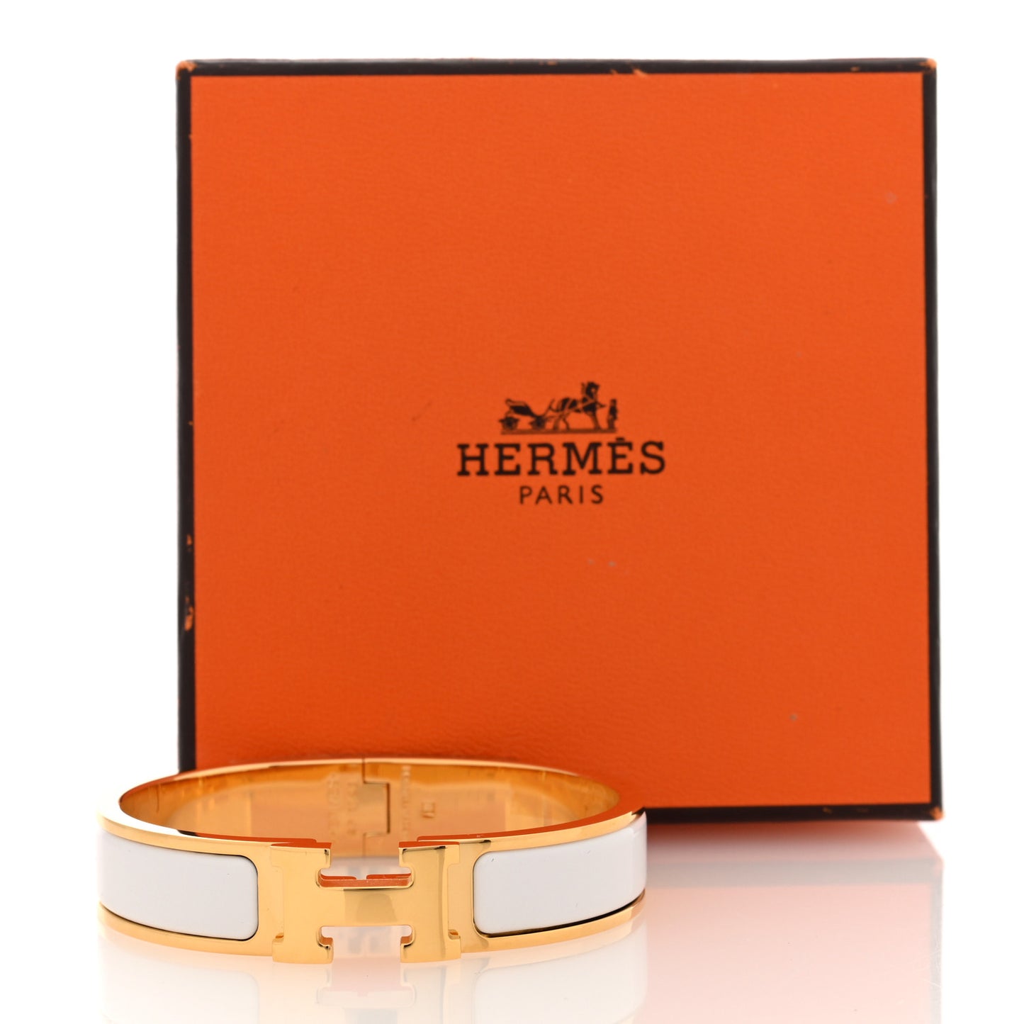 Enamel Narrow Clic Clac H Bracelet PM White