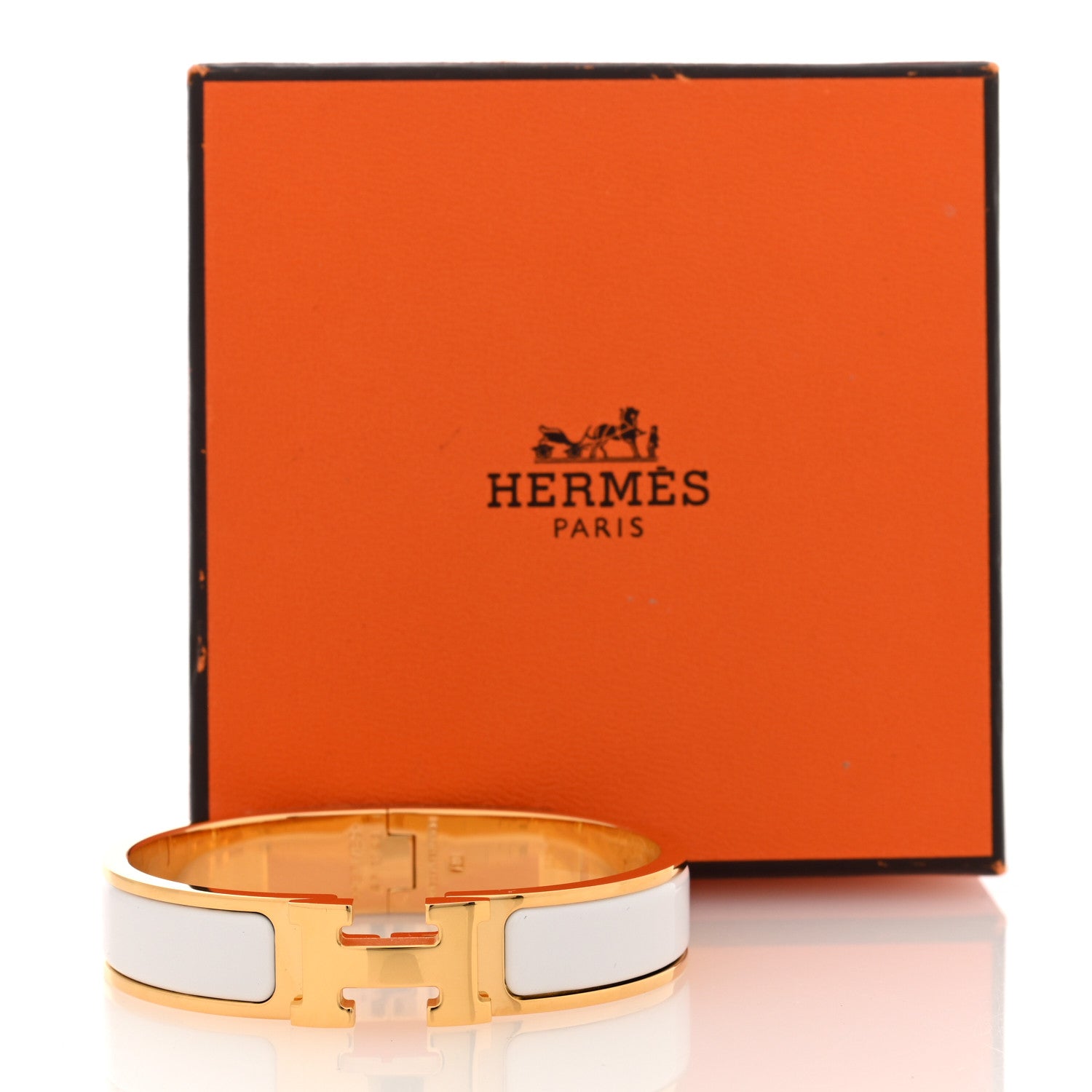 Hermes Enamel Narrow Clic Clac H Bracelet PM White 5 of 5