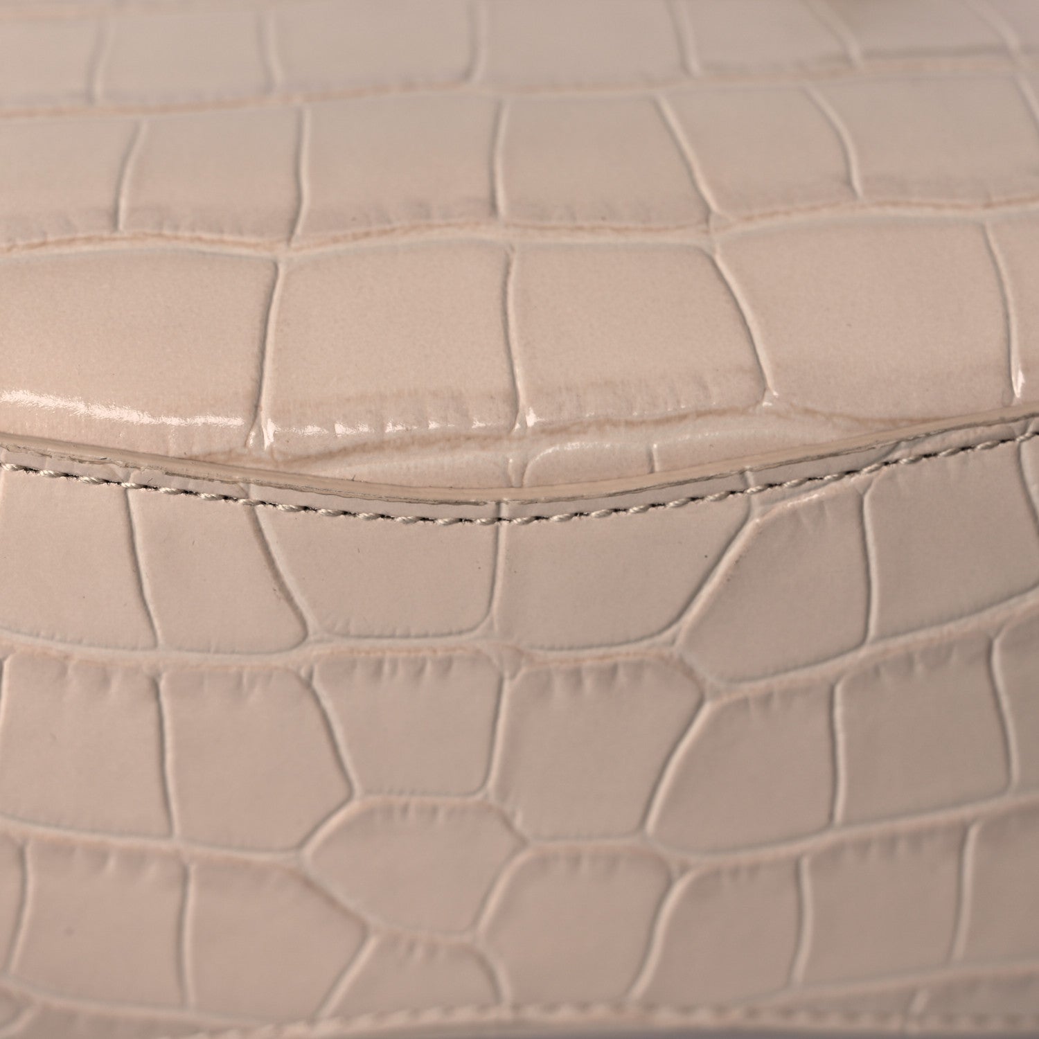 Balenciaga Shiny Supple Calfskin Crocodile Embossed Neo Classic Gold Hardware Mini City Light Beige 11 of 12