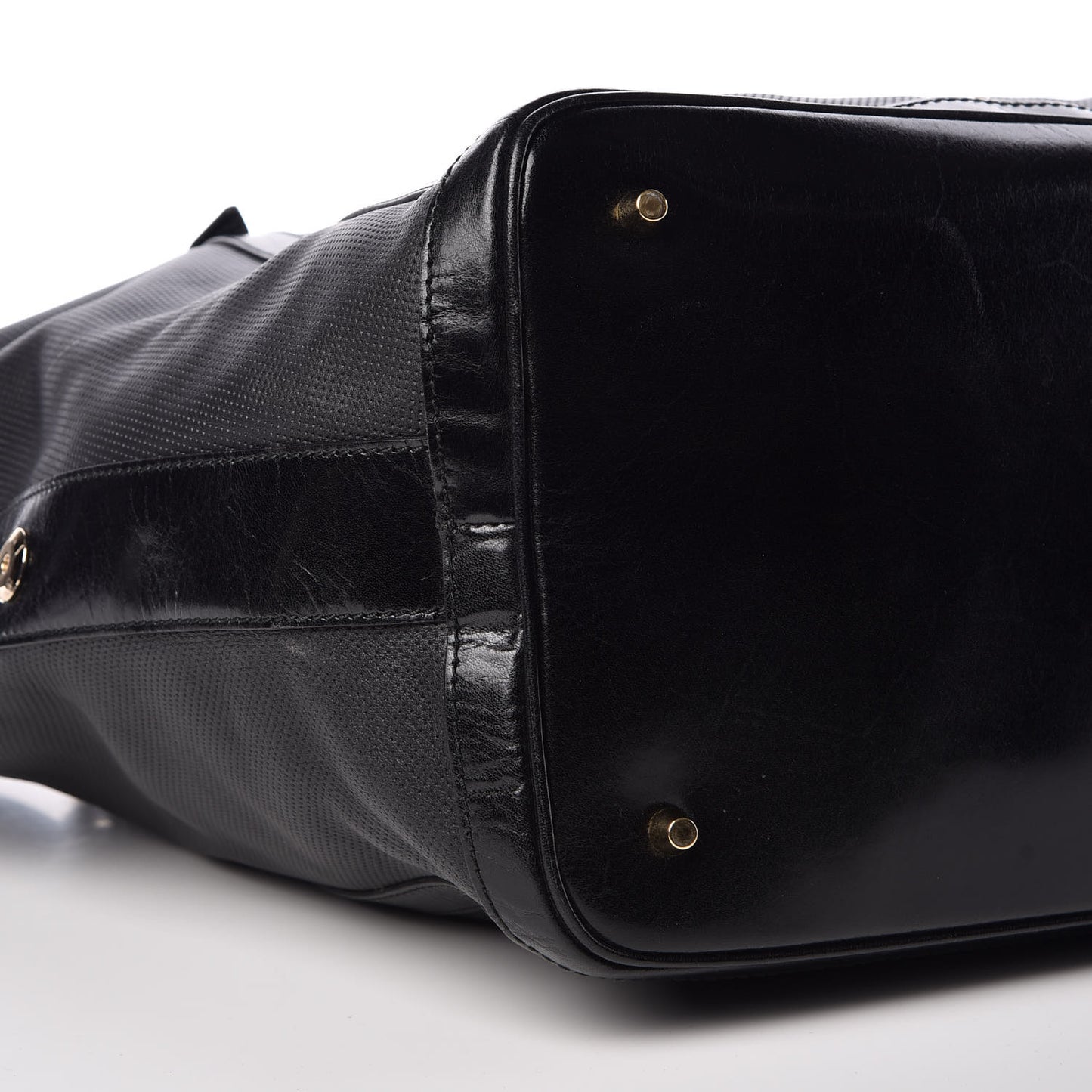 Calfskin Perforated Ellers Satchel Black