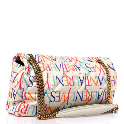 Saint Laurent Silk Carre Rive Gauche Print Patchwork Monogram Medium Jamie Multicolor White 3 of 9