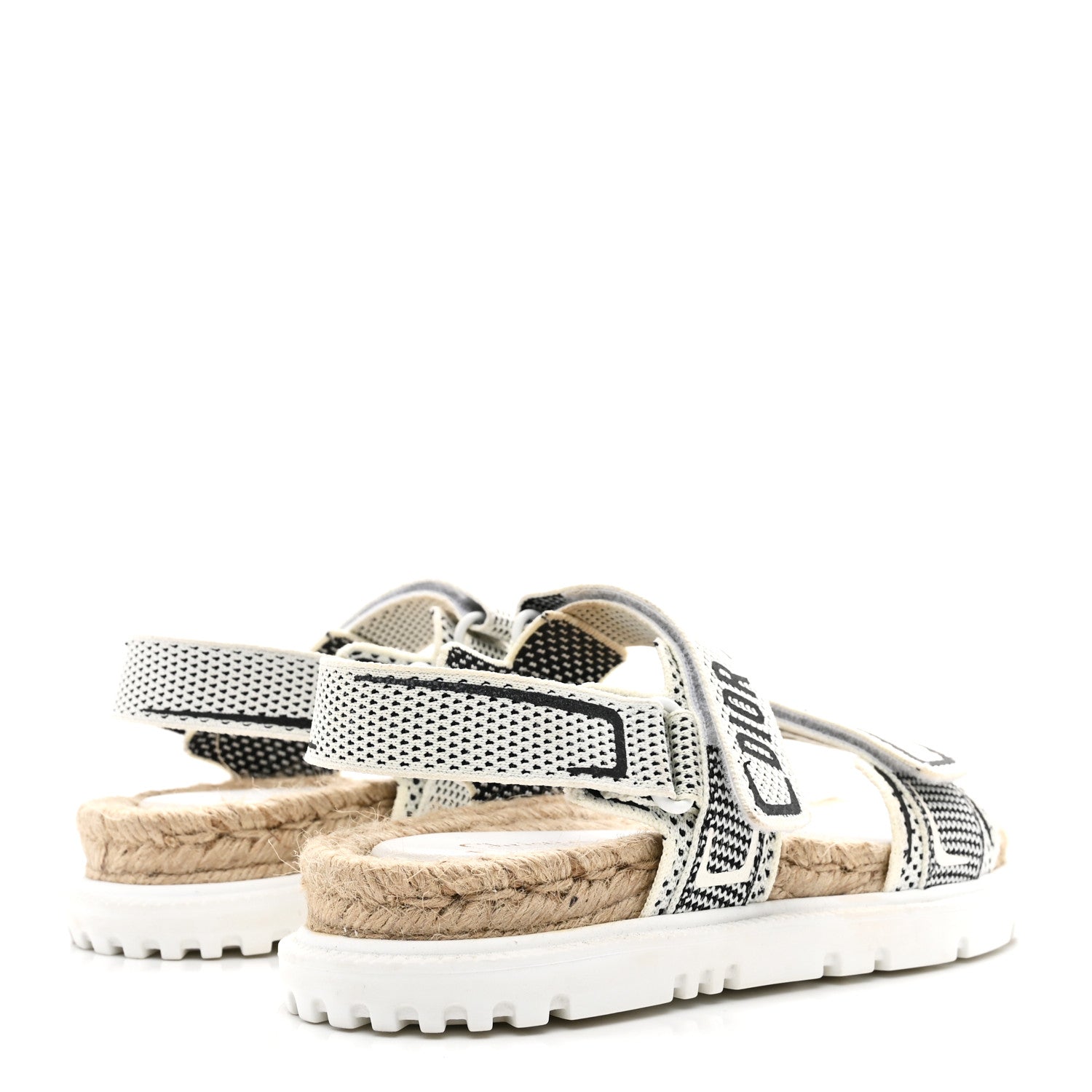 Christian Dior Technical Knit Jute Dioract 10mm Sandals 38.5 White Black 5 of 9