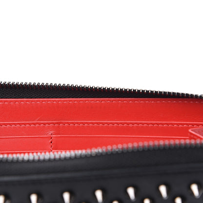 Christian Louboutin Calfskin Panettone Spiked Zip Around Wallet Black 6 of 9