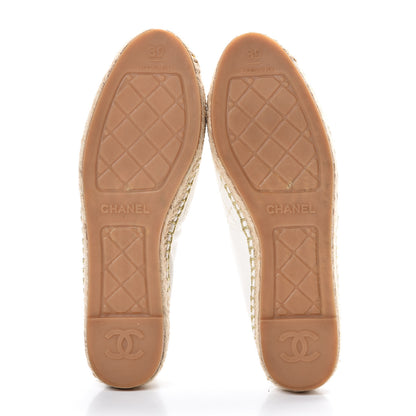 Chanel Fabric Biarritz CC Espadrilles 39 White Gold 5 of 10