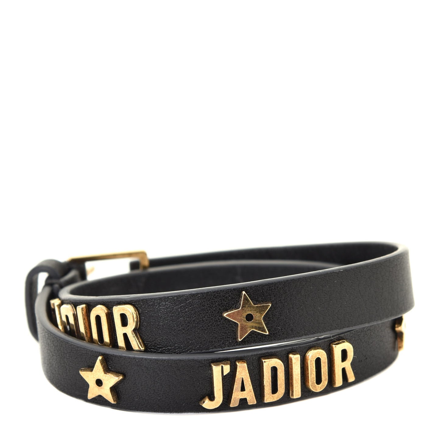 Calfskin Star J'Adior Double Bracelet Black