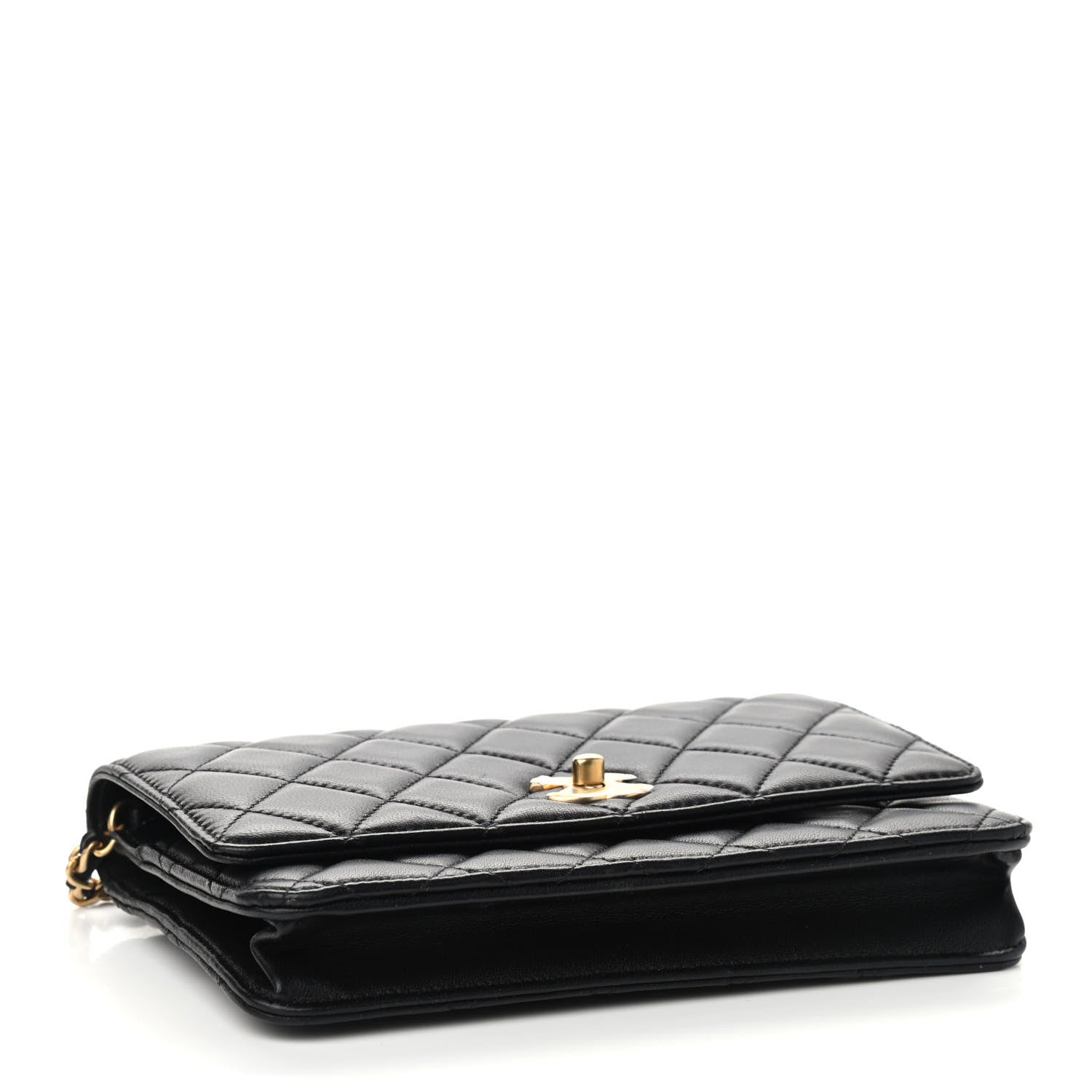Chanel Lambskin Quilted CC Pearl Crush Wallet on Chain WOC Black 4 of 10