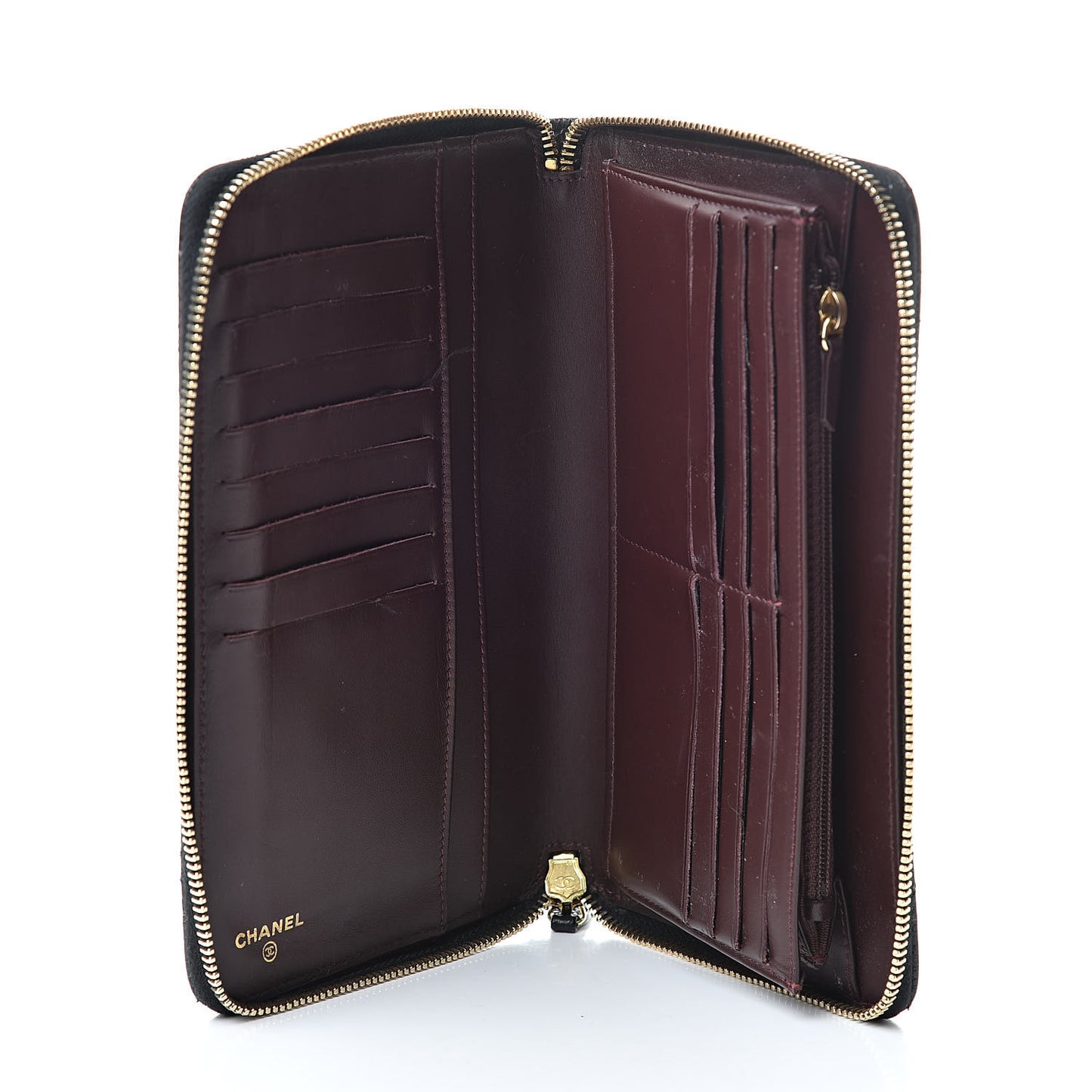 Caviar Quilted Large Zip Around Organizer Wallet Black
