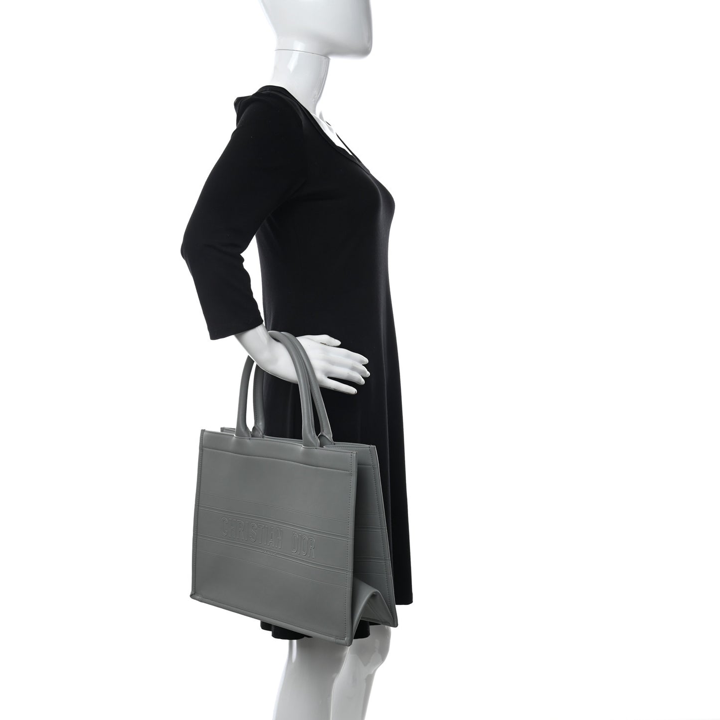 Calfskin Embossed Medium Book Tote Grey