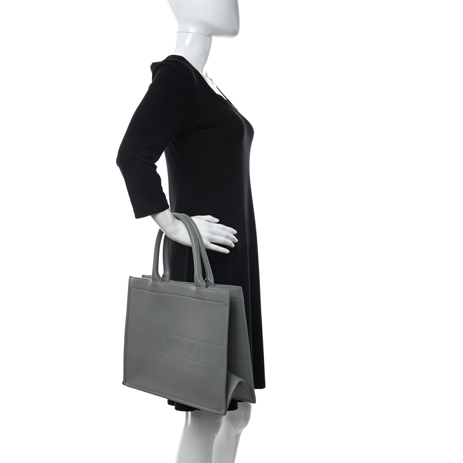 Christian Dior Calfskin Embossed Medium Book Tote Grey 2 of 17