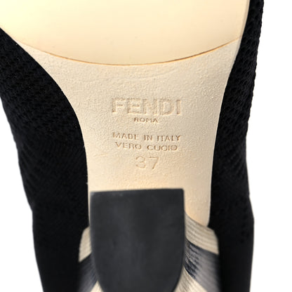 Fendi Stretch Fabric Pearl Embellished Openwork Rockoko 105mm Sock Boots 37 Black 6 of 6