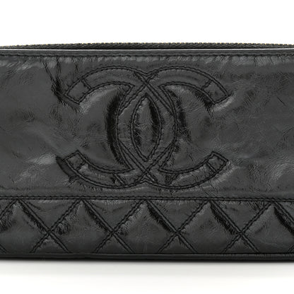 Chanel Glazed Aged Calfskin Quilted CC Small Clutch With Chain Black 10 of 12