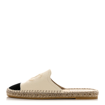 Chanel Denim CC Espadrille Mules 38 White Black 1 of 10