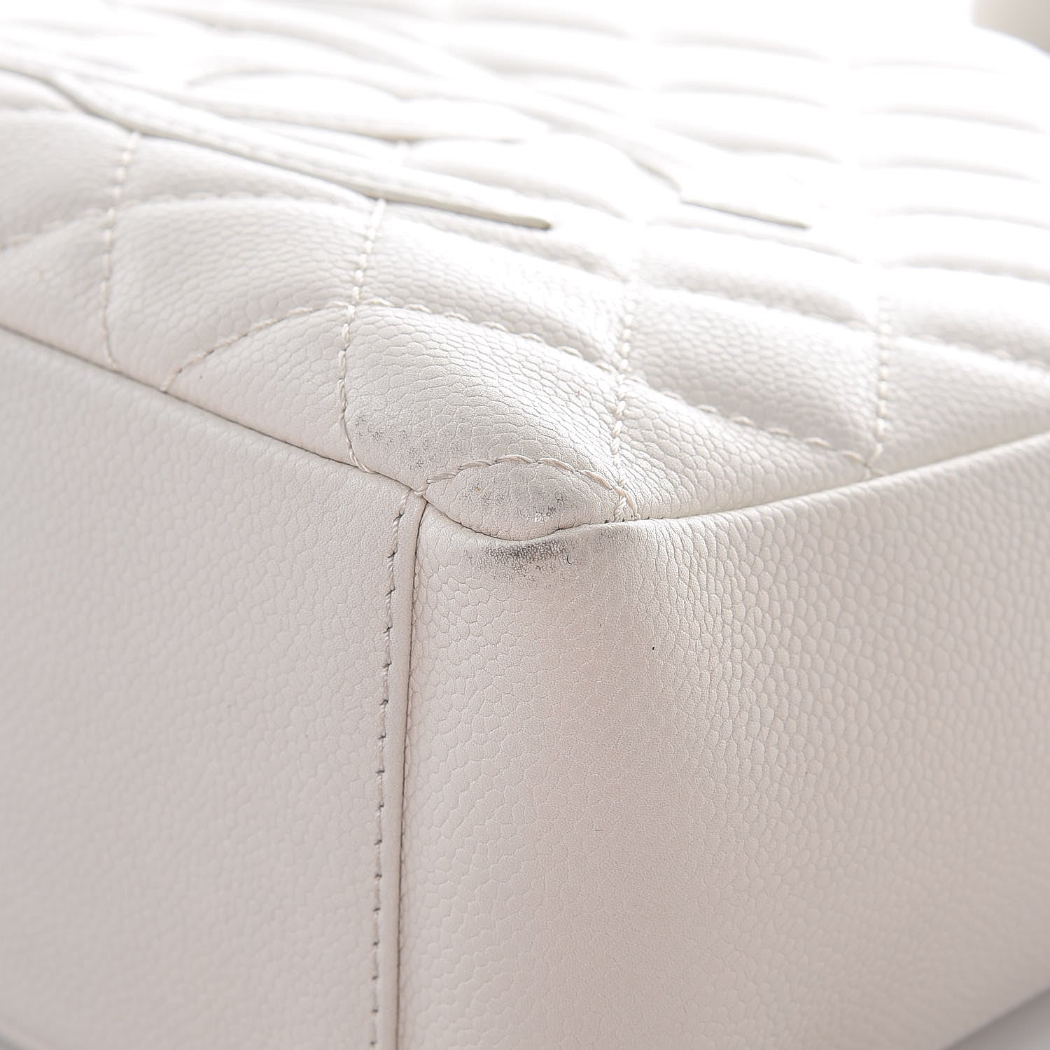 Chanel Caviar Quilted Petit Shopping Tote PST White 9 of 19