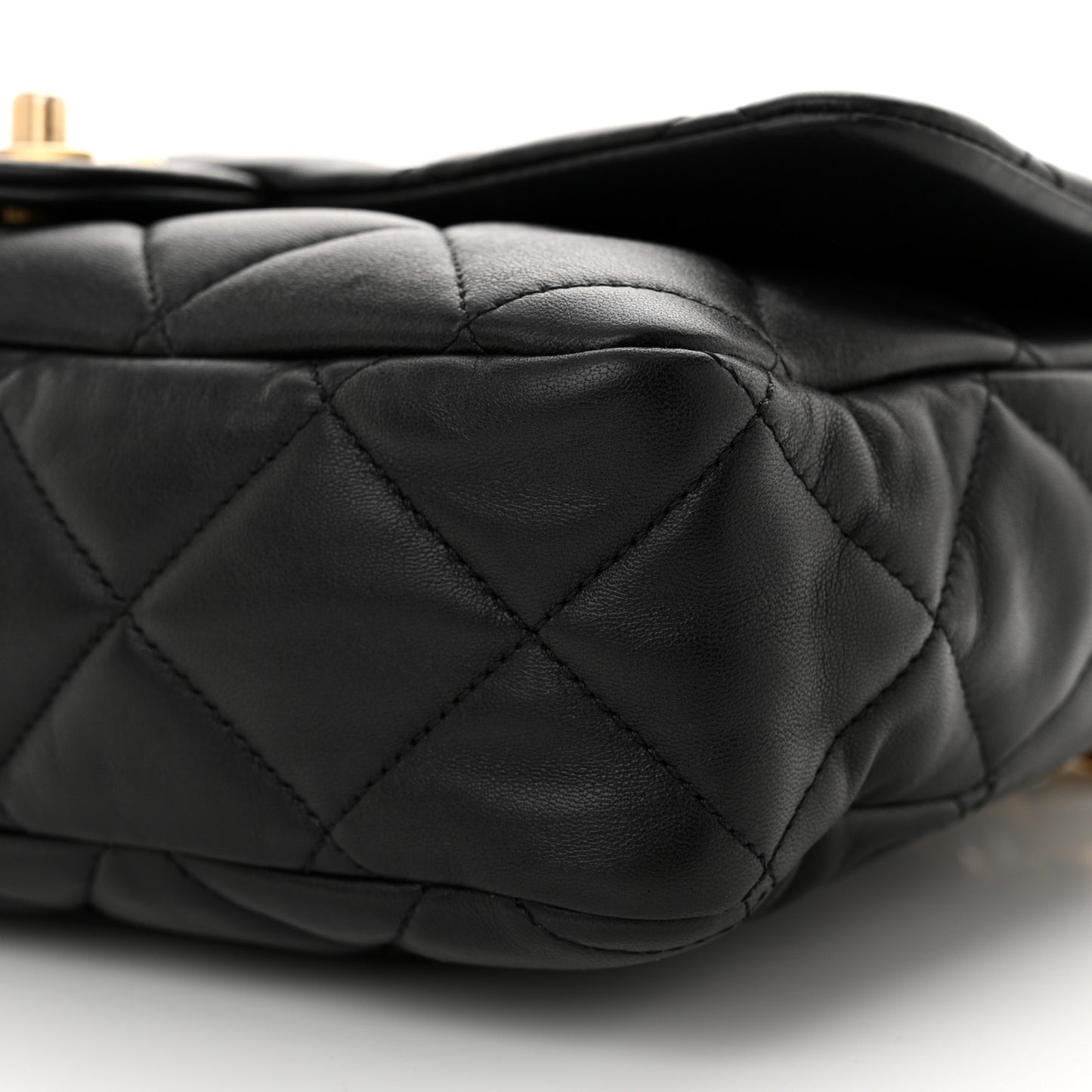 Lambskin Quilted Large CC Funky Town Flap Black