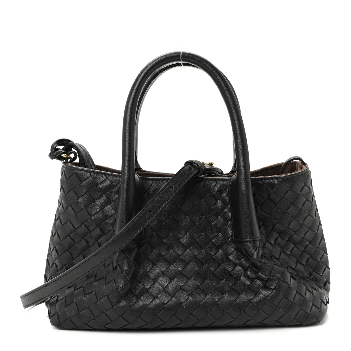 Calfskin Intrecciato Small Pinacoteca Tote Black Fondant
