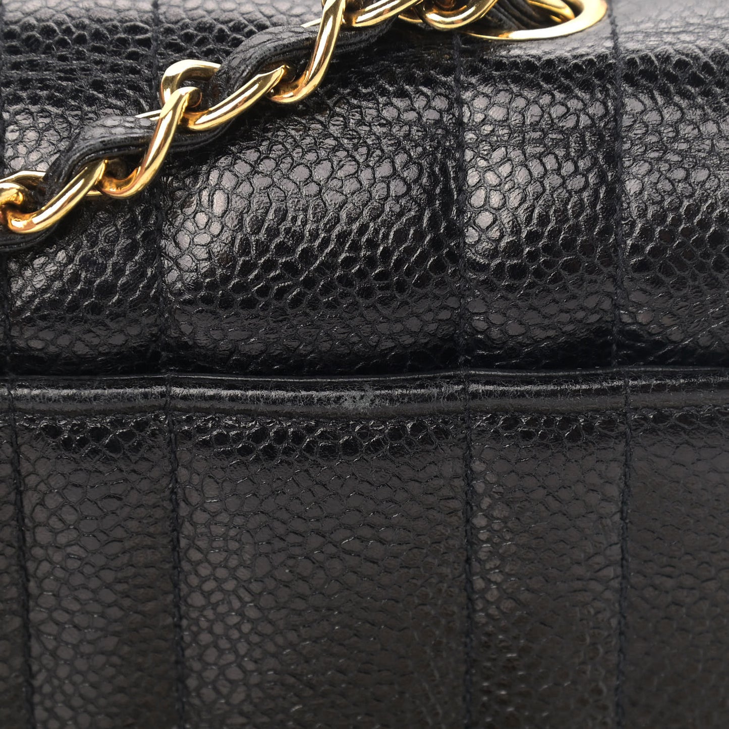 Caviar Vertical Quilted Mini Flap Black
