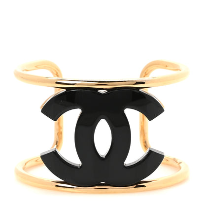 Chanel Metal Resin CC Cuff S Gold Black 1 of 5