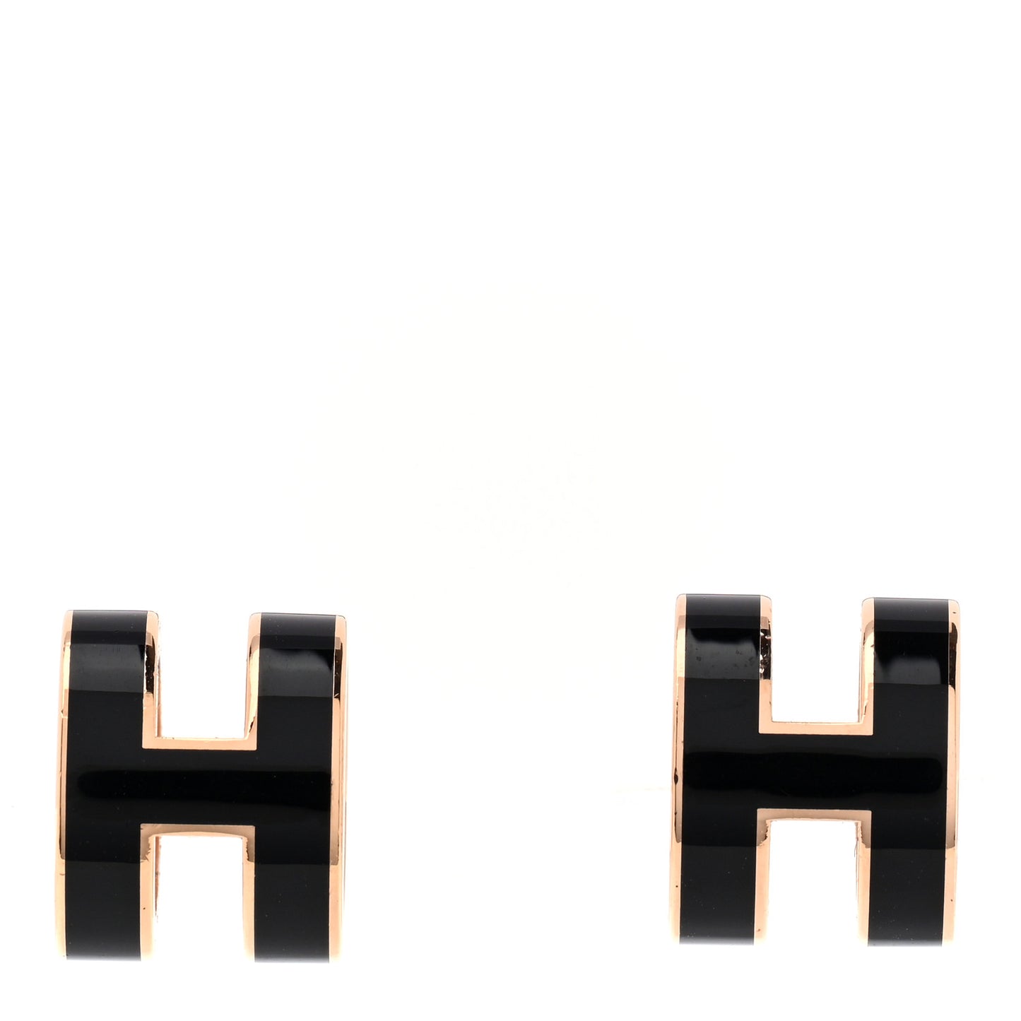 Rose Gold Lacquered Pop H Earrings Black