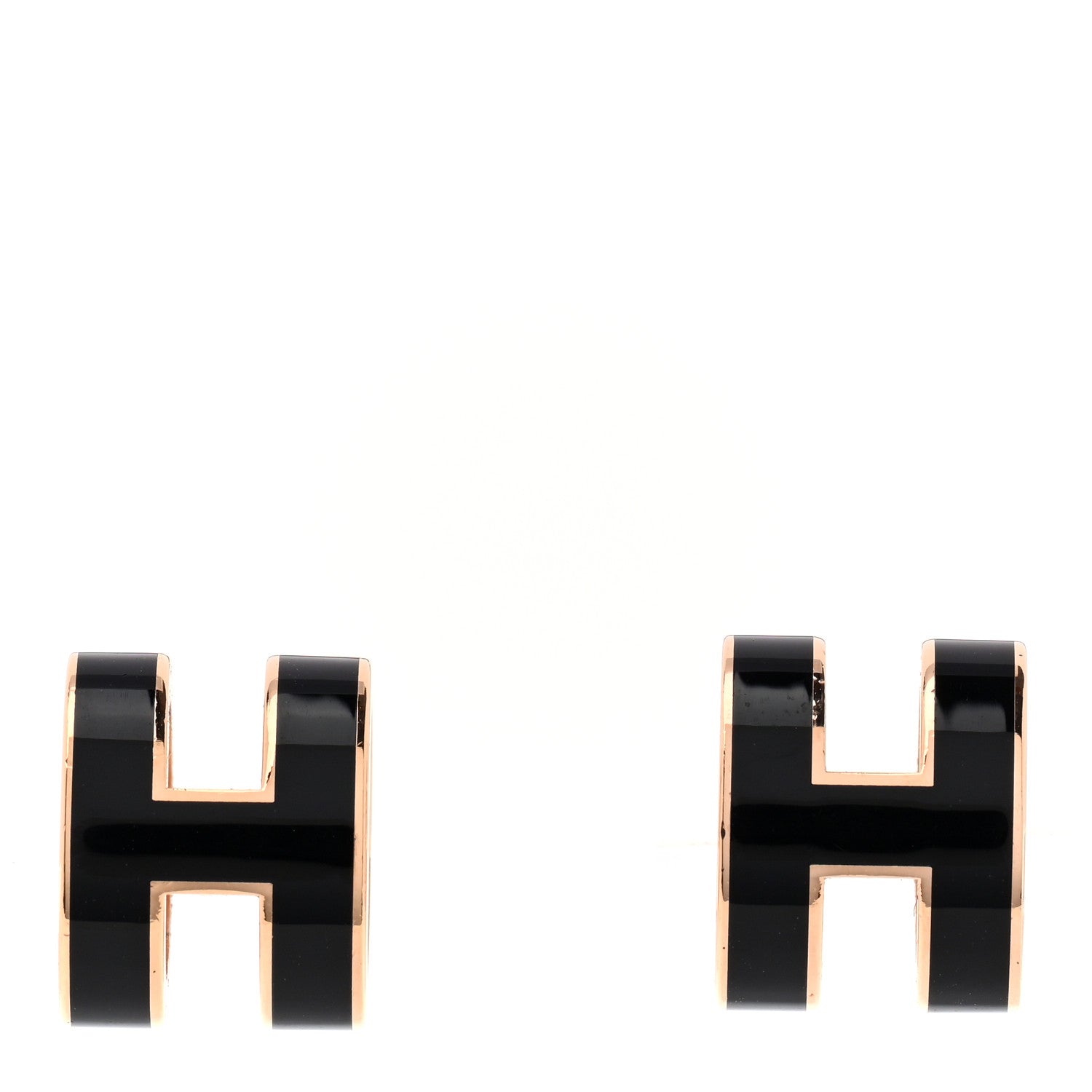 Hermes Rose Gold Lacquered Pop H Earrings Black 1 of 4