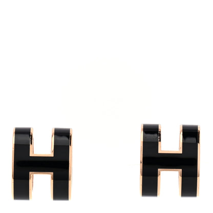 Hermes Rose Gold Lacquered Pop H Earrings Black 1 of 4