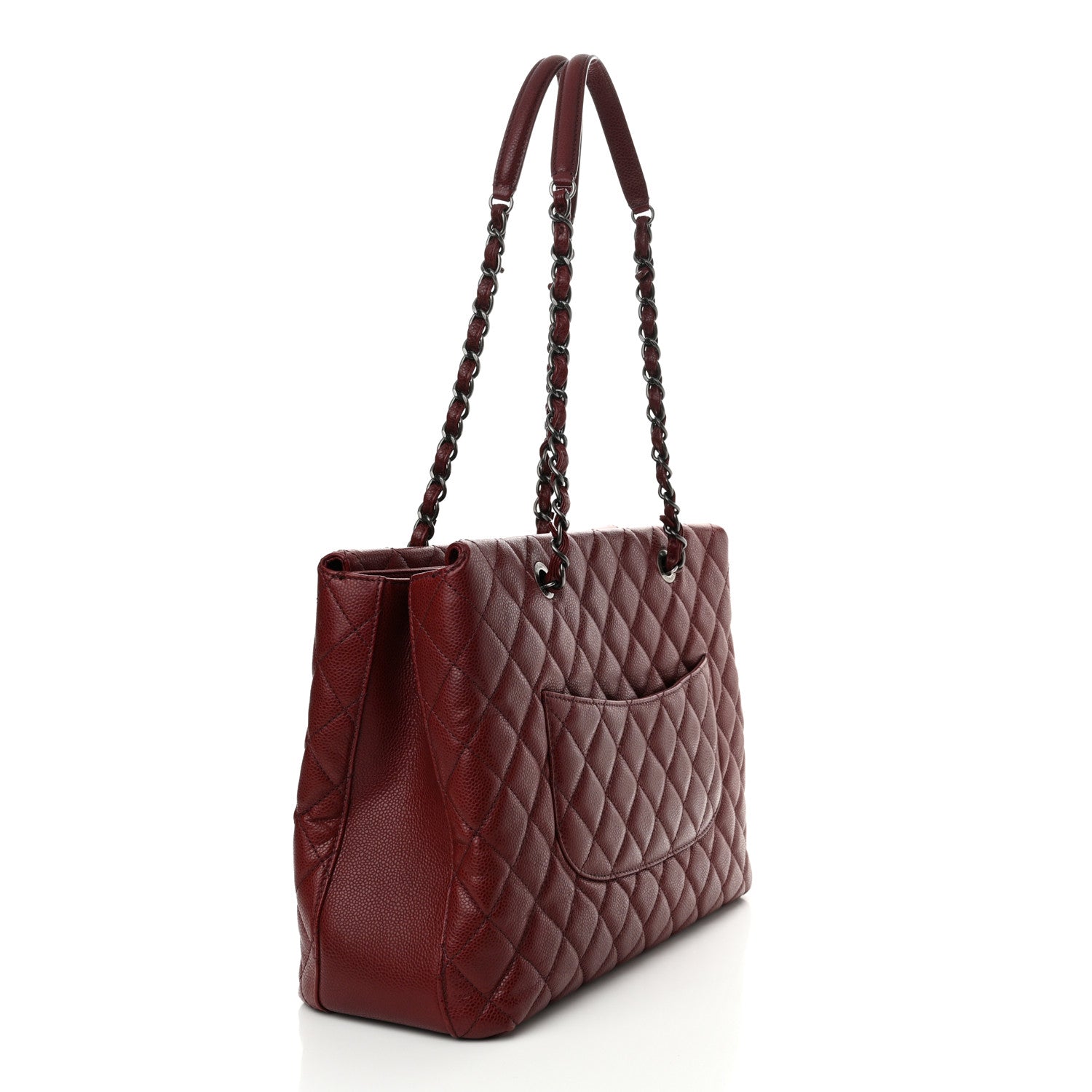 Chanel Caviar Quilted City Shopping Tote Dark Red 3 of 12