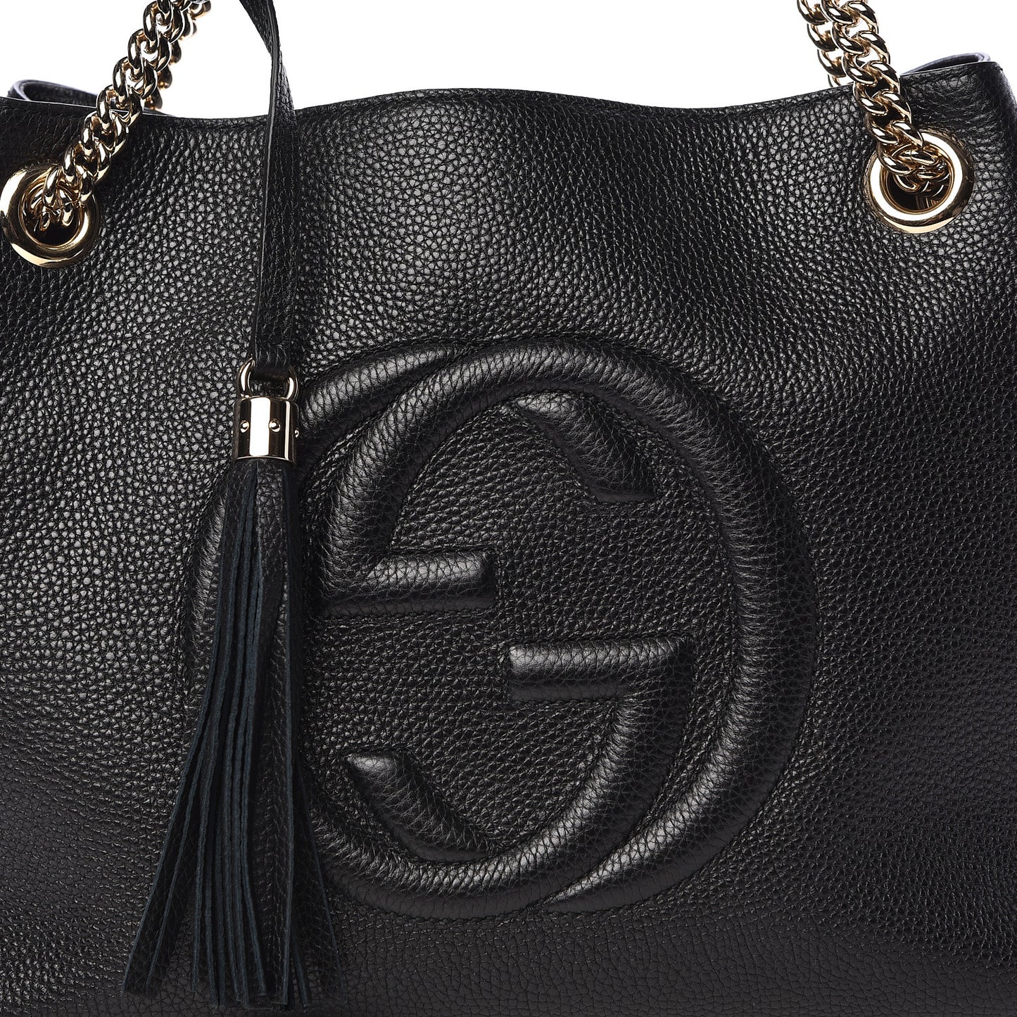 Pebbled Calfskin Medium Soho Chain Shoulder Bag Black