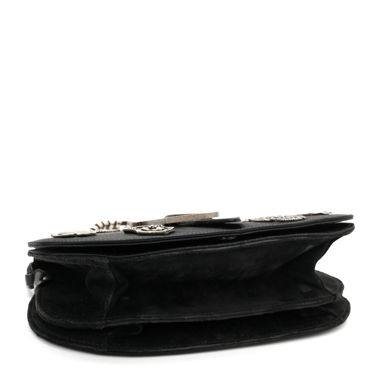 Satin Suede Charms Bag Black