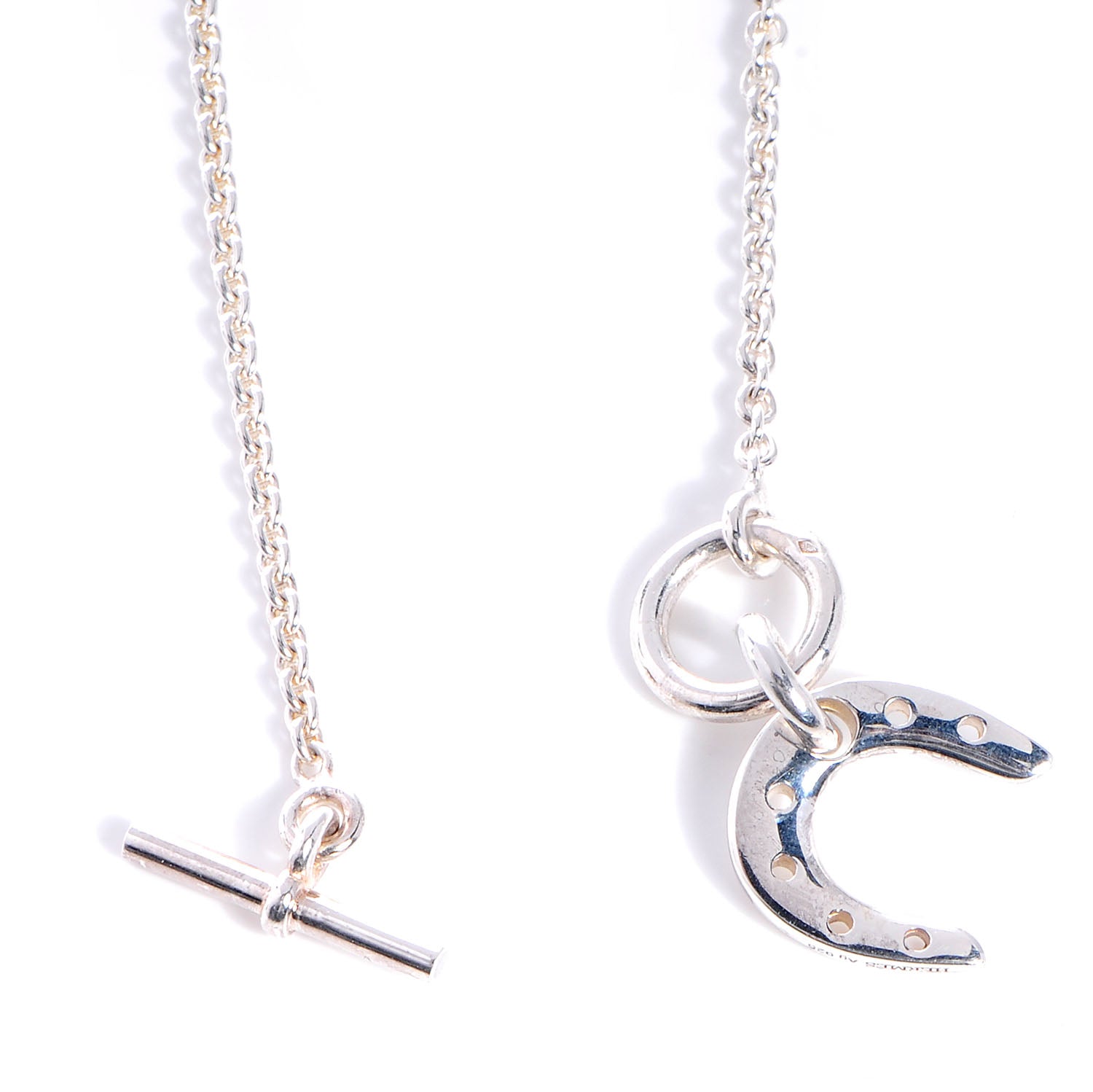 Hermes Sterling Silver Horseshoe Toggle Necklace 4 of 7