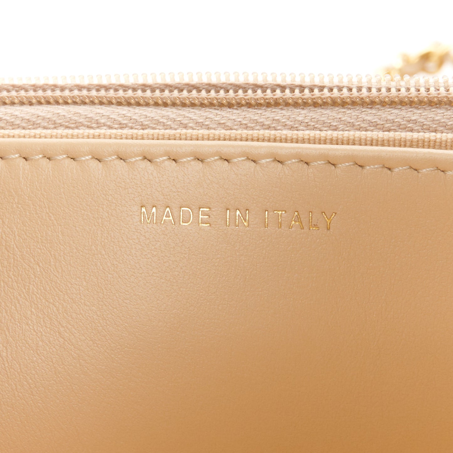 Caviar Quilted Wallet on Chain WOC Beige