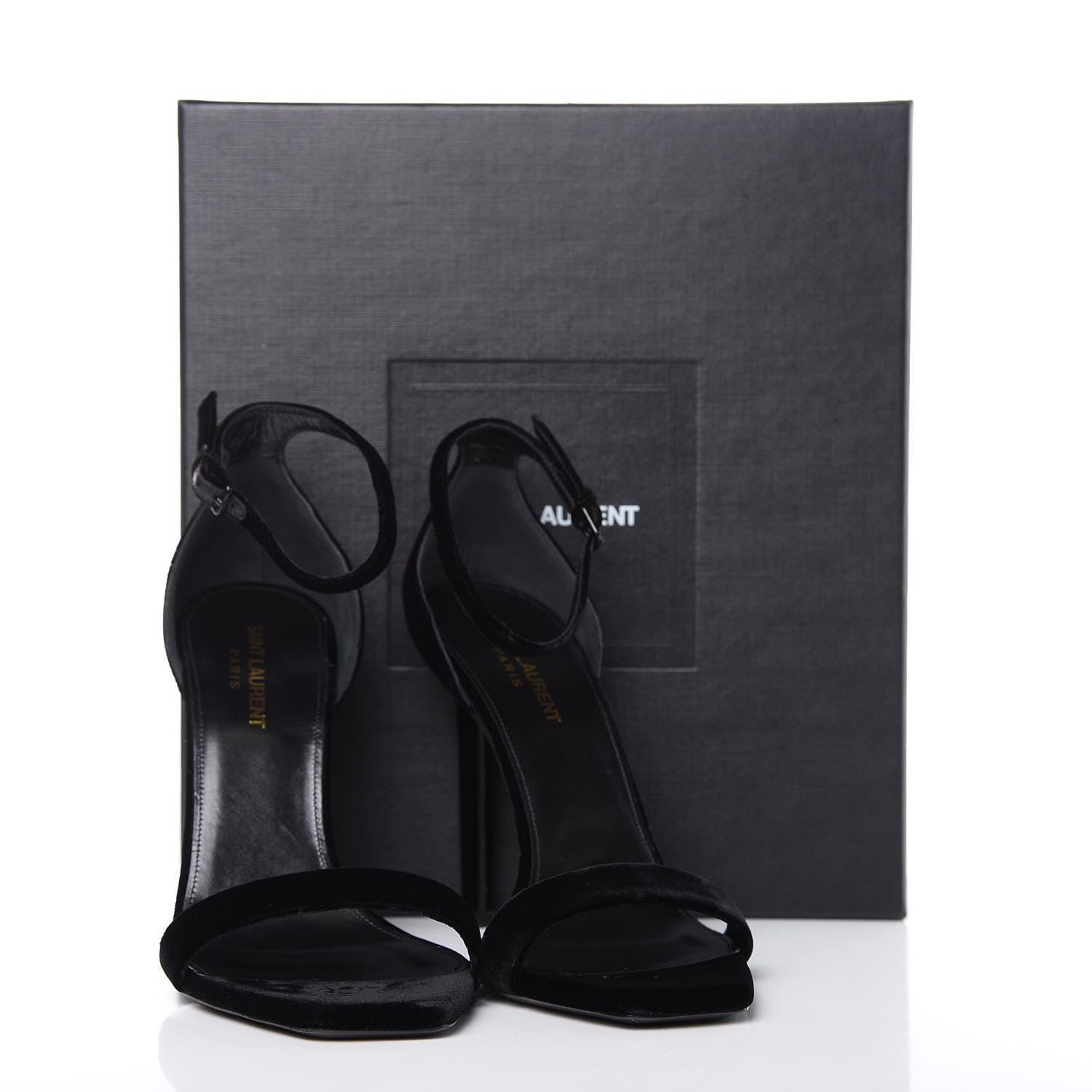 Saint Laurent Velvet Amber 105 Ankle Strap Sandals 40 Black 12 of 12