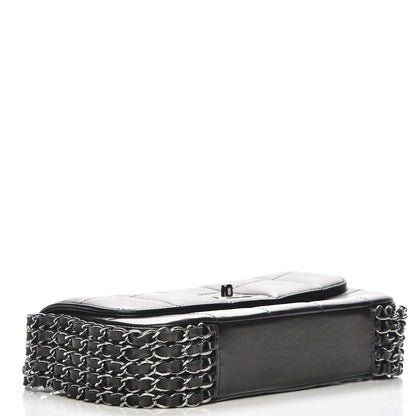 Chanel Chocolate Bar Quilted Lambskin 5 Chain Flap Black 4 of 8