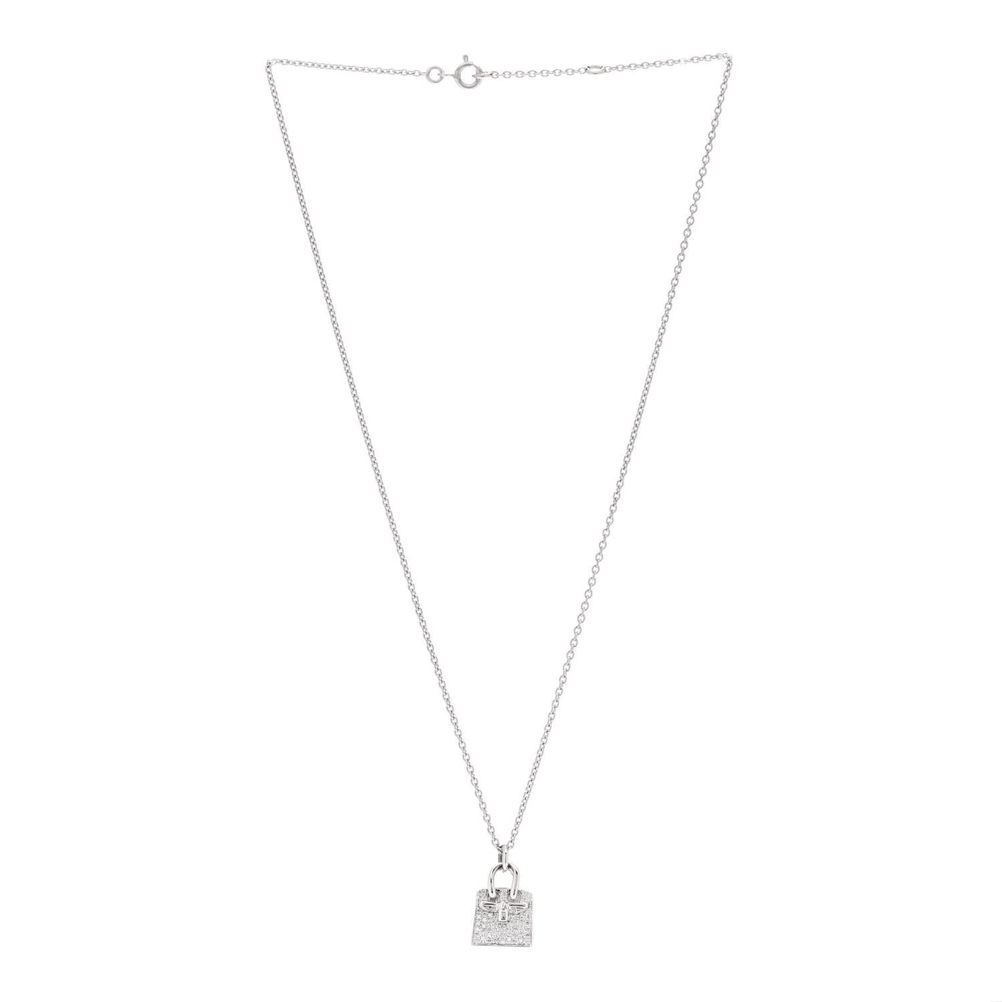 18K White Gold Diamond Birkin Amulettes Pendant Necklace