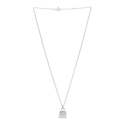 Hermes 18K White Gold Diamond Birkin Amulettes Pendant Necklace 3 of 5