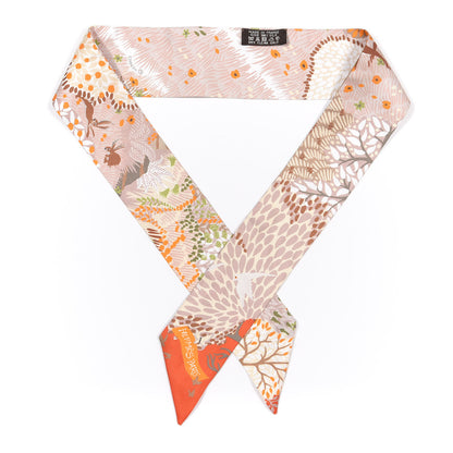 Hermes Silk Dans Un Jardin Anglais Twilly Orange Beige Rose Kaki 1 of 4