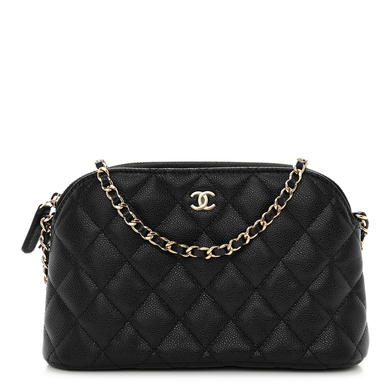 FASHIONPHILE Caviar Quilted Classic Clutch with Chain Black 1 of 10