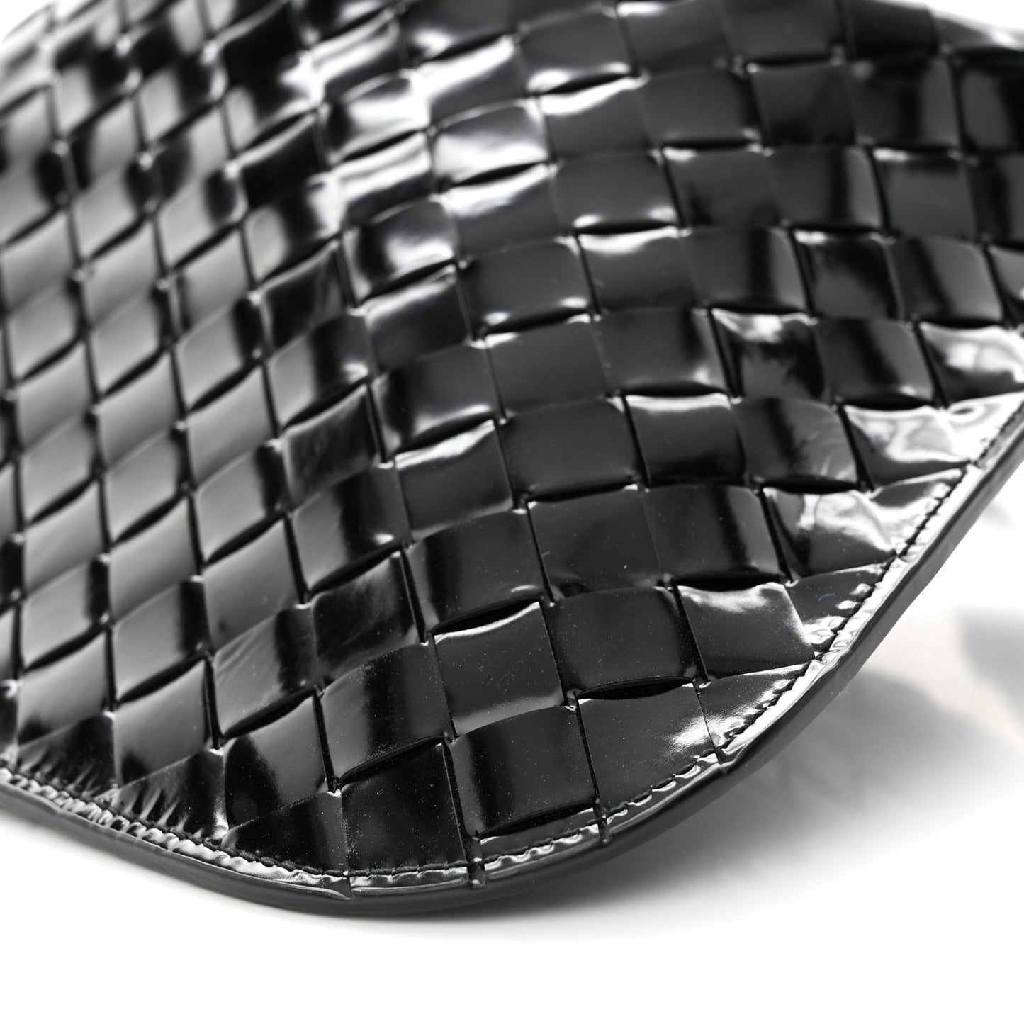 Patent Intrecciato Shoulder Bag Black