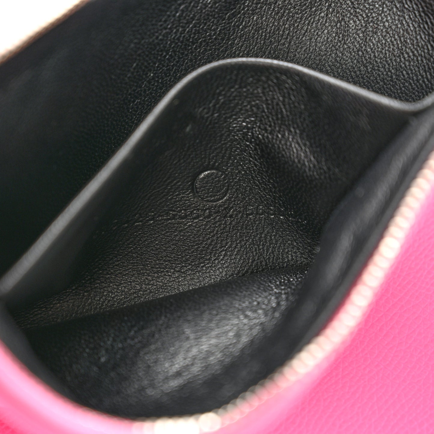 Calfskin Logo Zip Pouch Acid Pink Light Black