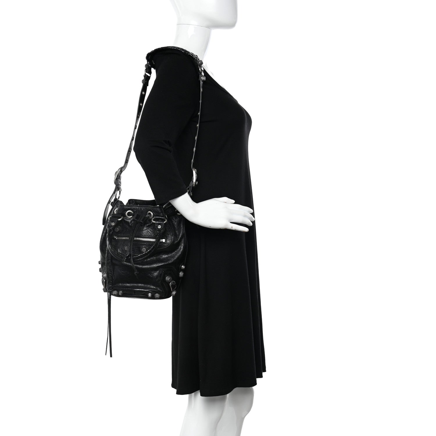 Balenciaga Agneau Arena Small Le Cagole Bucket Bag Black 2 of 11