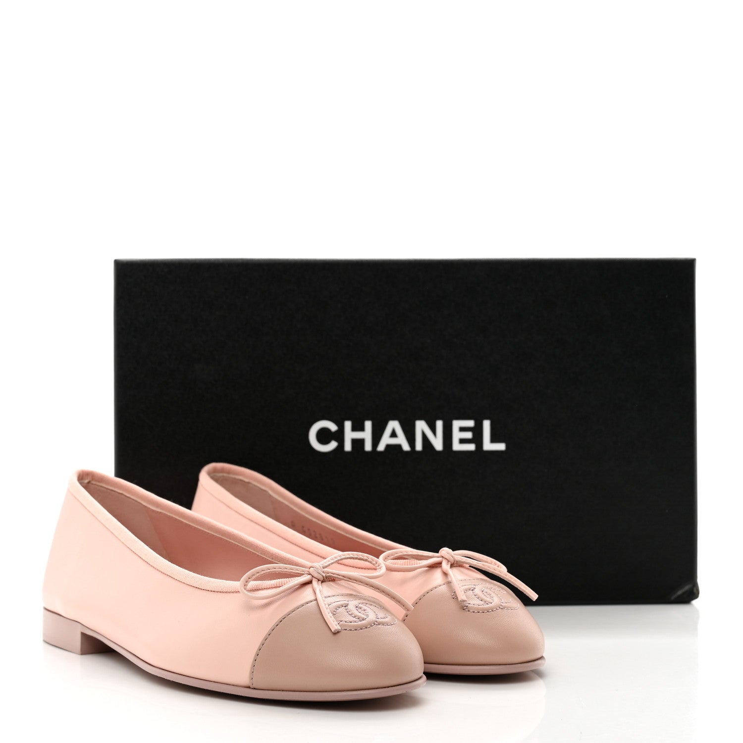 Chanel Lambskin Cap Toe CC Ballerina Flats 37.5 Light Pink Dark Pink 9 of 9