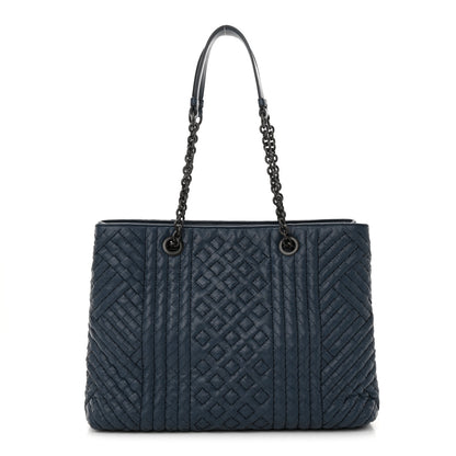 Bottega Veneta Lambskin Intrecciato Boutis Medium Tote Dark Denim 1 of 15