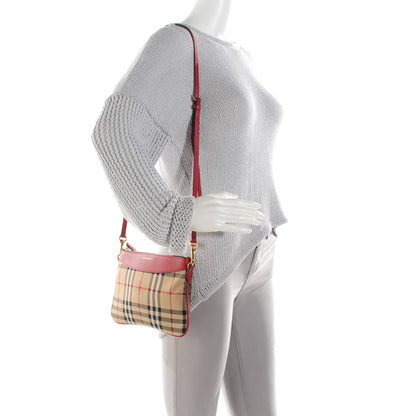 Burberry Horseferry Check Peyton Crossbody Clutch Bag Red 3 of 10
