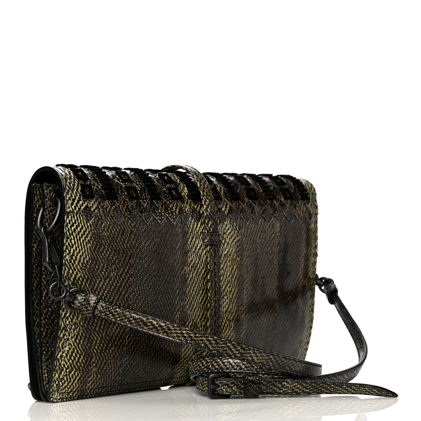 Karung Velvet Intrecciato Full-Flap Tie Clutch Crossbody