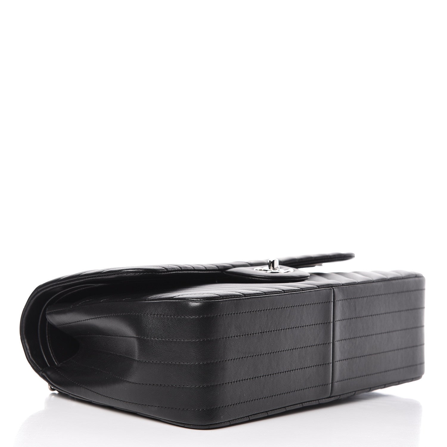 Chanel Lambskin Chevron Quilted Jumbo Double Flap Black 4 of 14