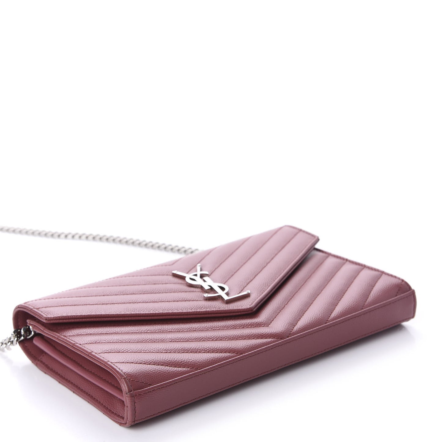 Grain De Poudre Matelasse Chevron Monogram Chain Wallet Blush Fonce